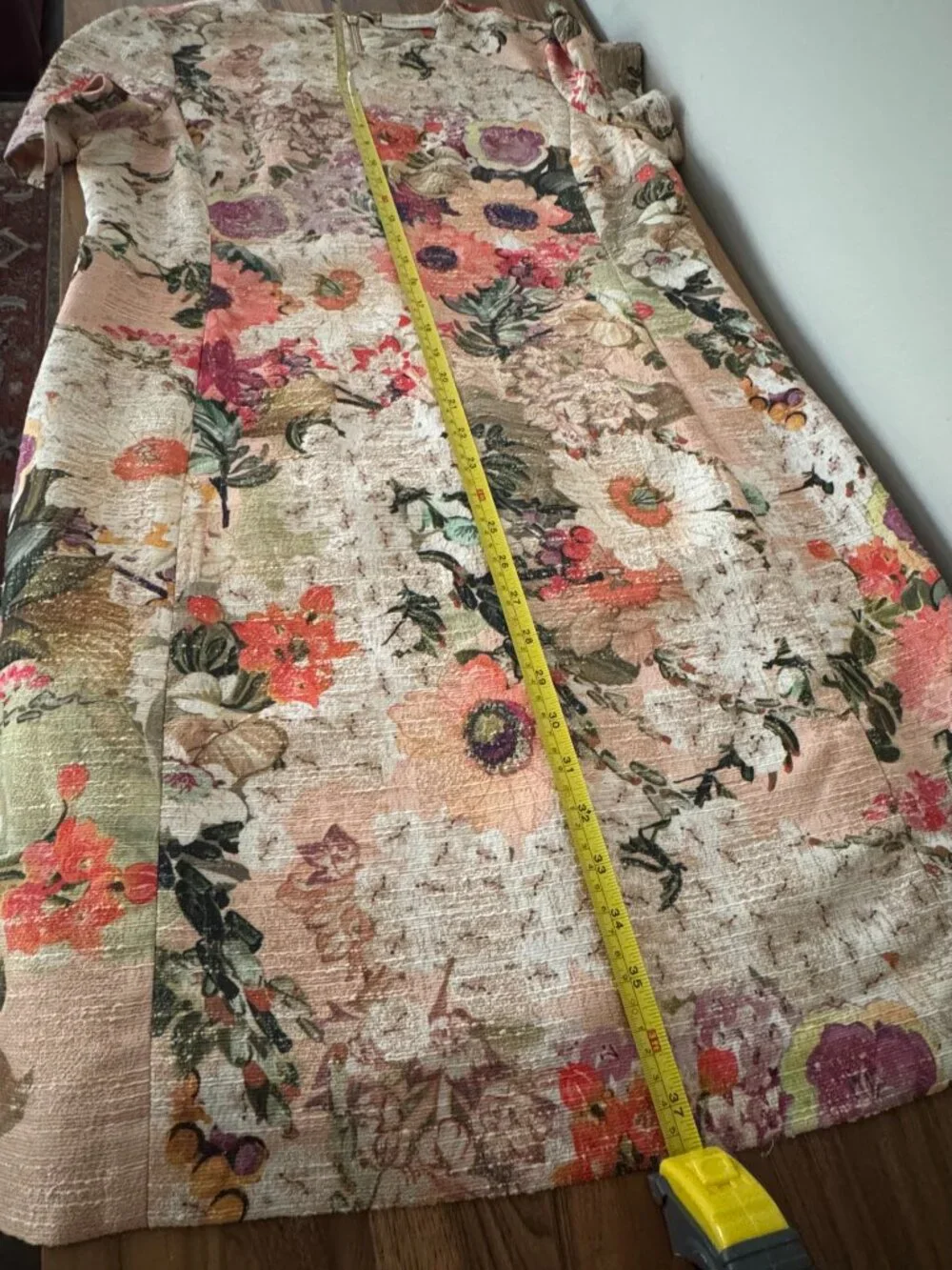 Tory Burch Peach Floral Mosaic Dress US Size 12 - Picture 6 of 12